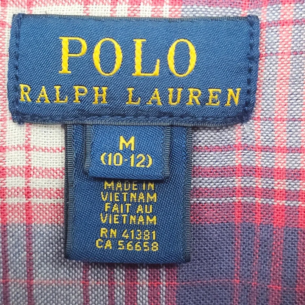 Polo Ralph Lauren Plaid Button Down Shirt Kids Size M 10 12 Boys Long Sleeve
